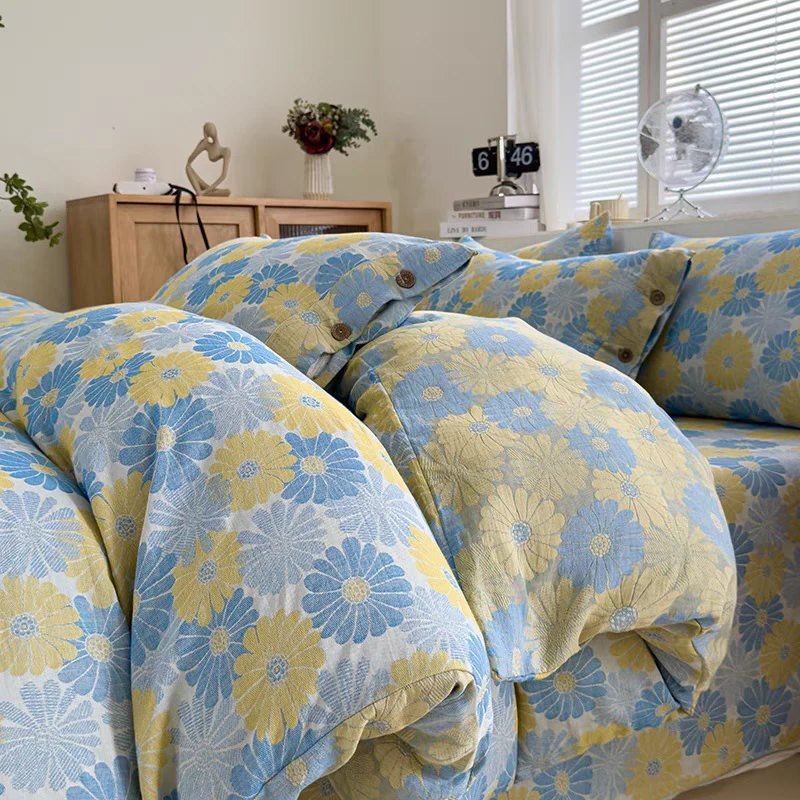 【春意阑珊】纯棉双层纱 宽幅2.5米 色织提花 双面可用