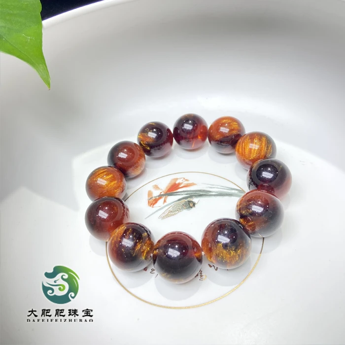 【大肥肥珠宝】F012正品珍藏星金血龙脂手串