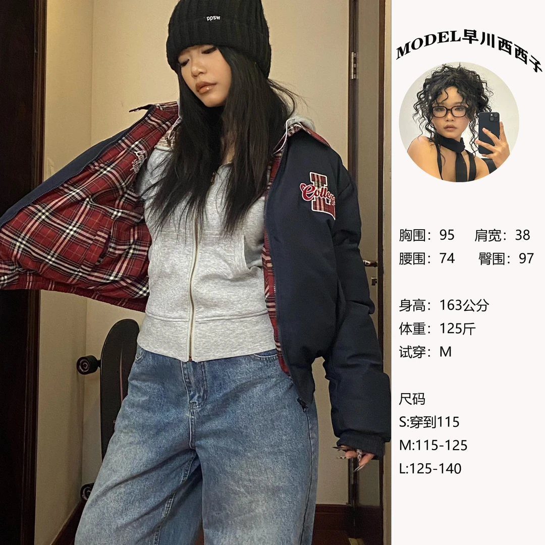 【双面穿棉服】Csanxi女款短款保暖时尚女士秋冬冬季加厚款棉服