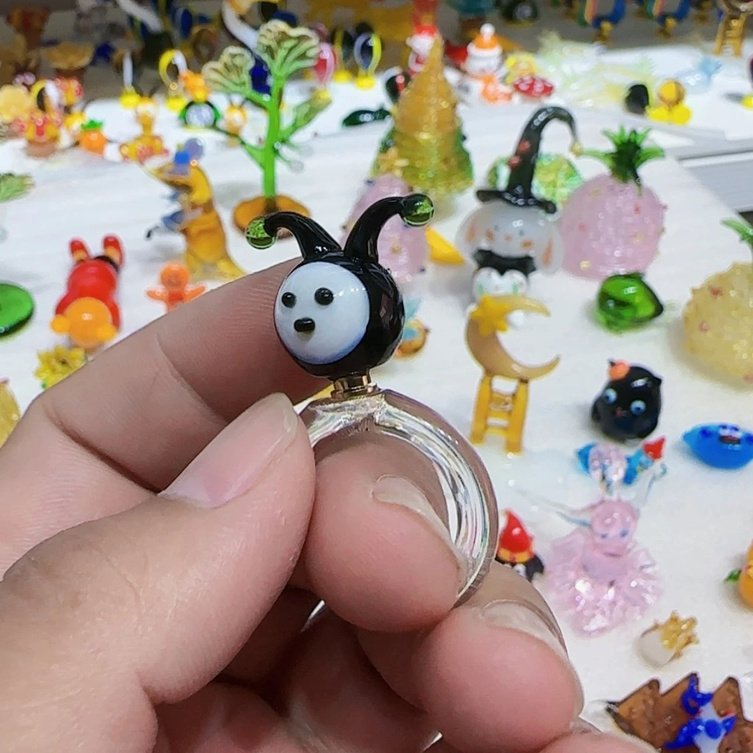 【闪购商品】琉璃手工艺品兔子旋转戒指