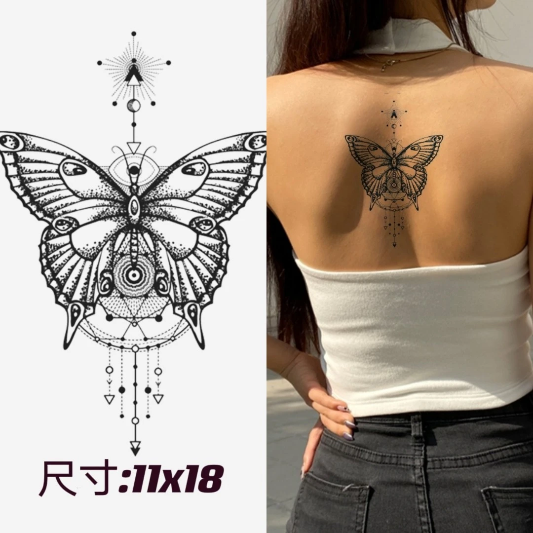 柒画（GZ-310）唯美蝴蝶图腾 草本纹身贴防水身体贴画半臂11x18cm