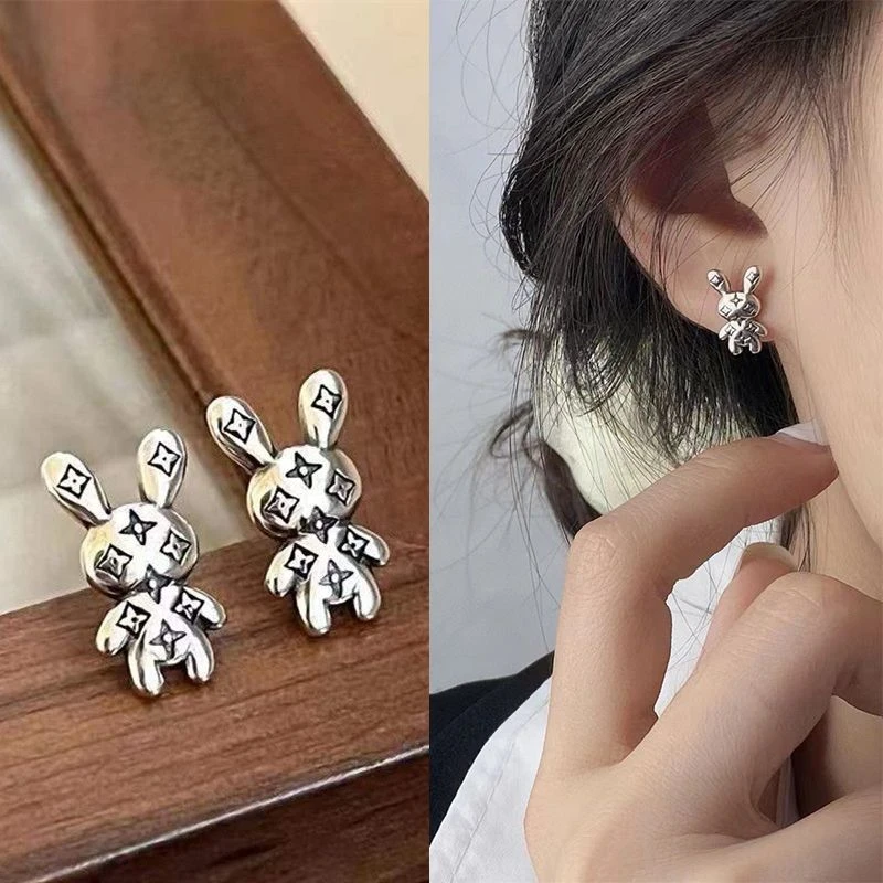 铜合金耳饰 s925银针小兔子耳饰轻奢高级感稀奇古怪耳钉独特耳环