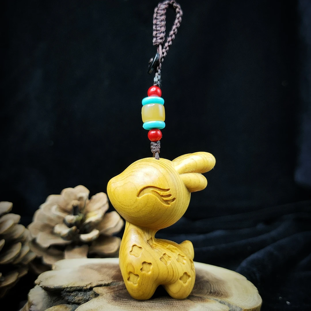 七夕礼物一鹿有你钥匙挂件梅花鹿摆件一鹿有你汽车后视镜挂件