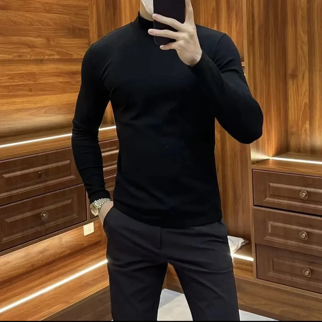 【现货直发】2024高品质男士潮流净版高端轻奢商务德绒打底衫
