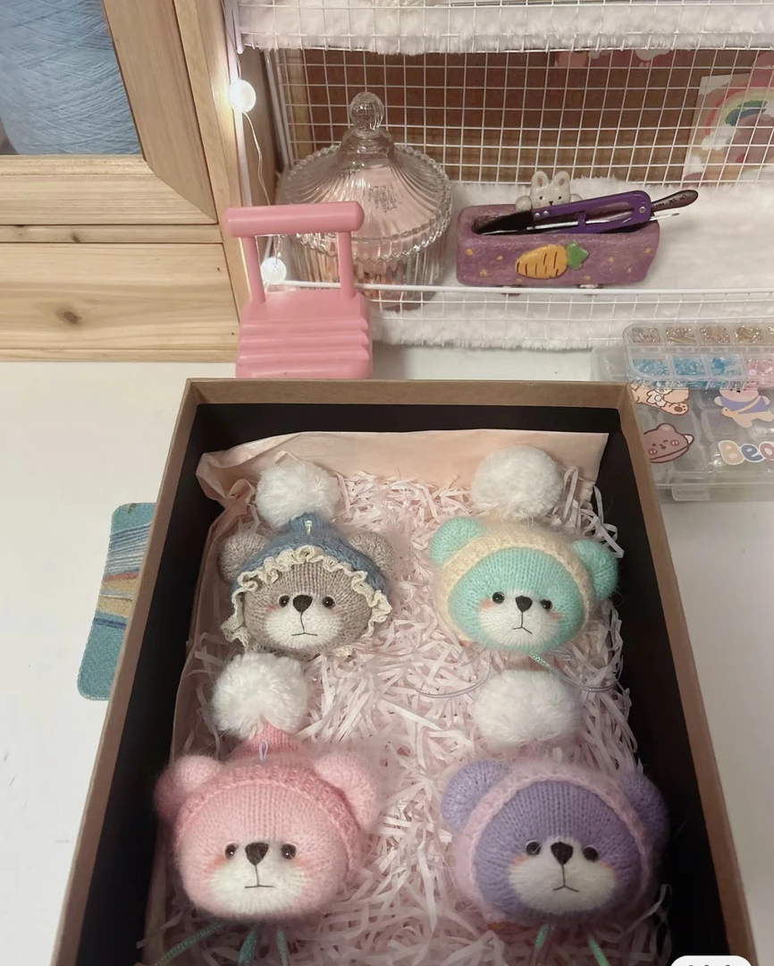 棒针熊头挂件材料包（零基础新手小白可织）