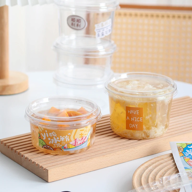 网红冰粉打包盒一次性碗甜品凉粉商用餐盒糖水水果捞专用包装盒子