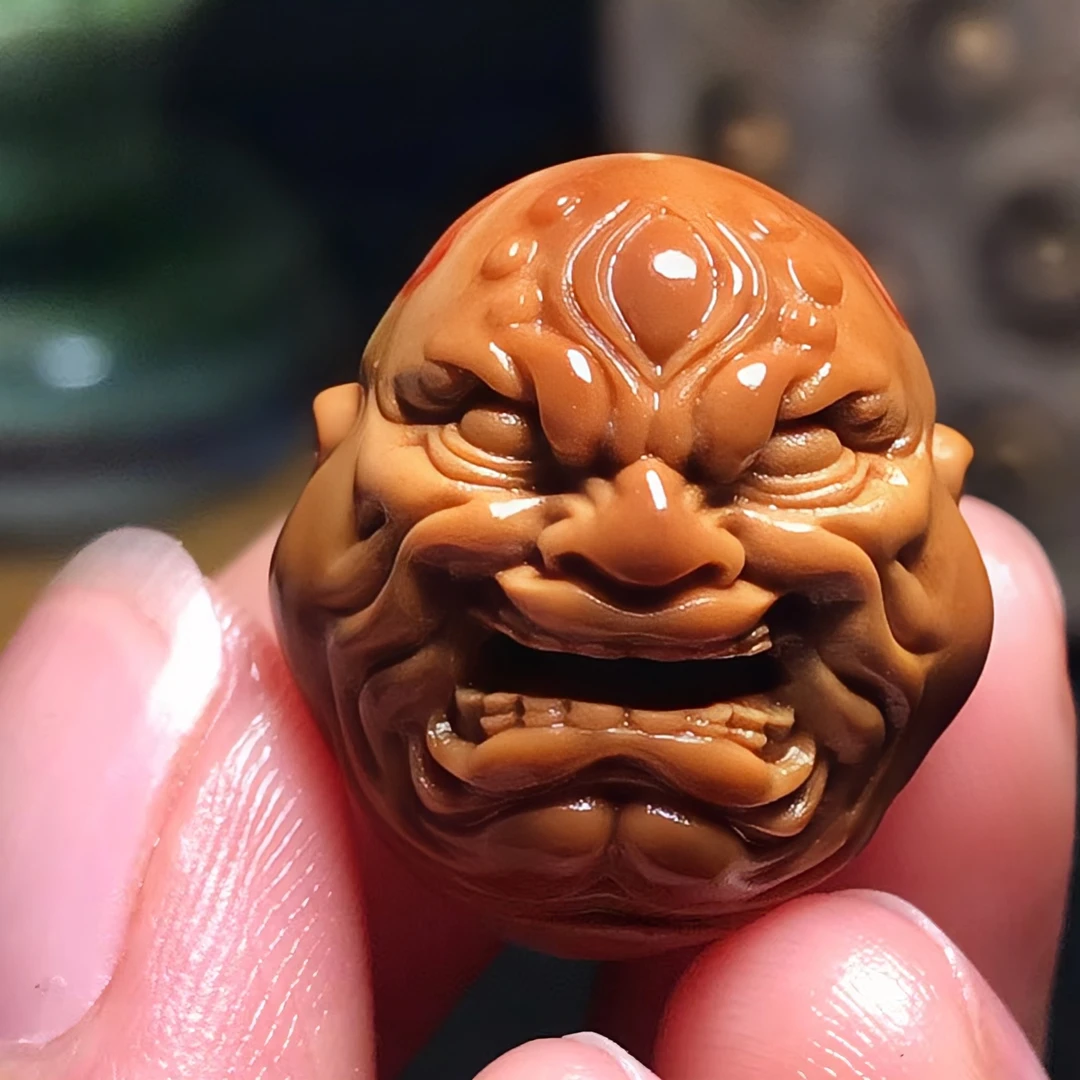 橄榄核雕刻恶僧单籽挂件吊坠尺寸2.0*2.25cm老料油核文玩单颗佛爷