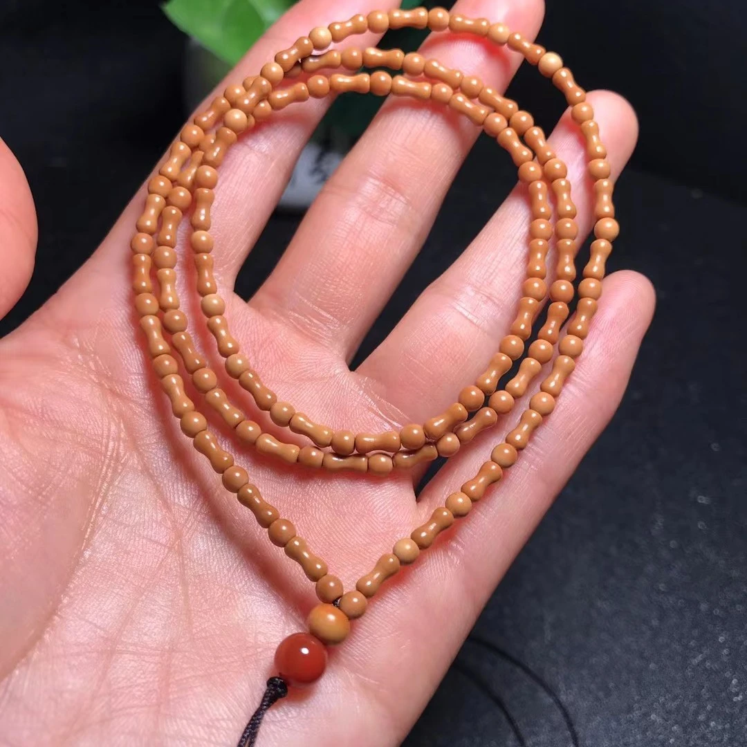 橄榄核6*3mm精品小竹节小圆珠吊坠绳脖挂项链挂件绳文玩周长60cm