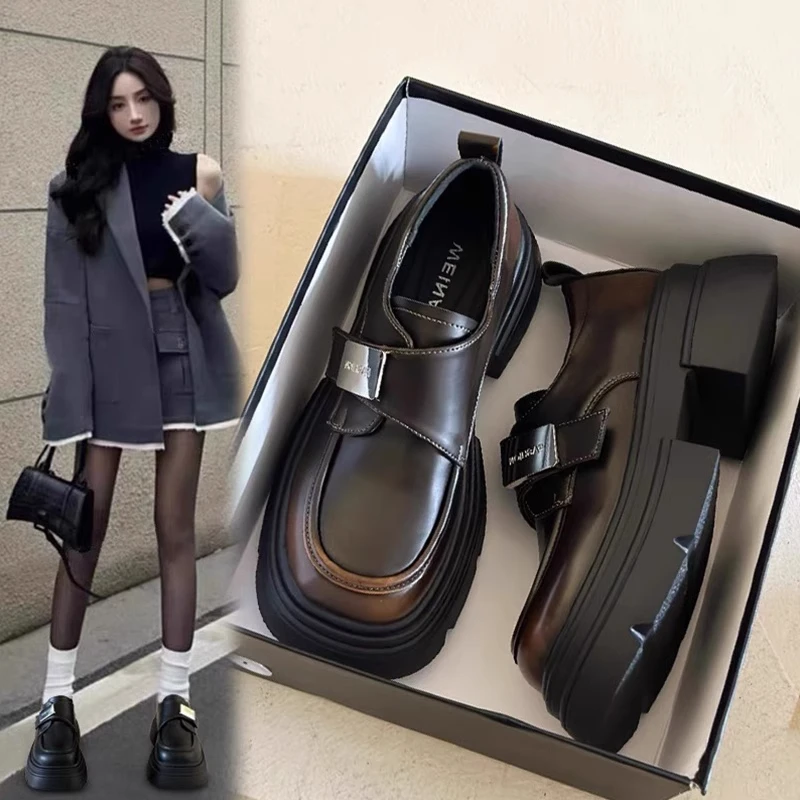 厚底乐福鞋女2025新款春秋爆款英伦风小皮鞋百搭女款玛丽珍女鞋子
