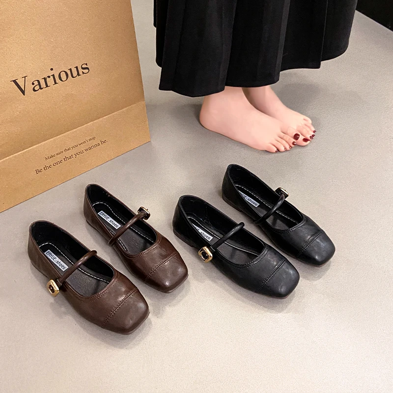平底鞋女2025新款春季玛丽珍单鞋温柔晚晚鞋配裙子法式浅口豆豆鞋