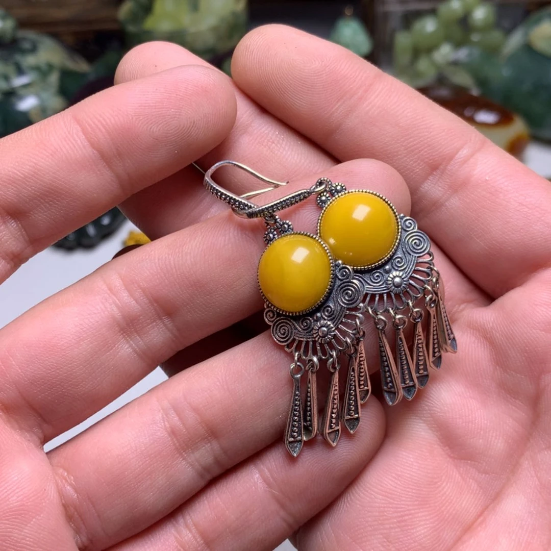 【闪购商品】蜜蜡耳饰未镶嵌走***方