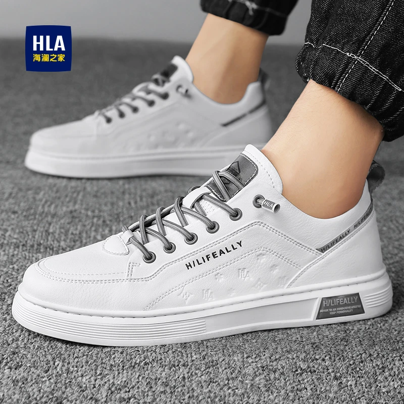 HLA/海澜之家新款秋冬一脚蹬小白鞋休闲男鞋潮鞋时尚百搭舒适耐磨