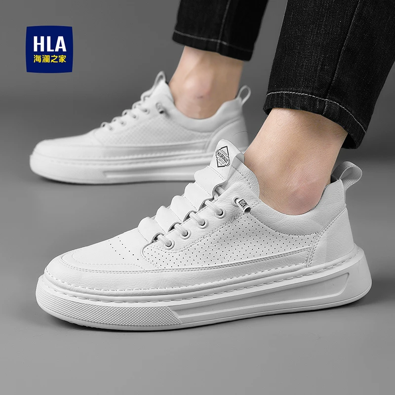 HLA/海澜之家男士休闲鞋百搭厚底增高白鞋高端男鞋推荐板鞋男款