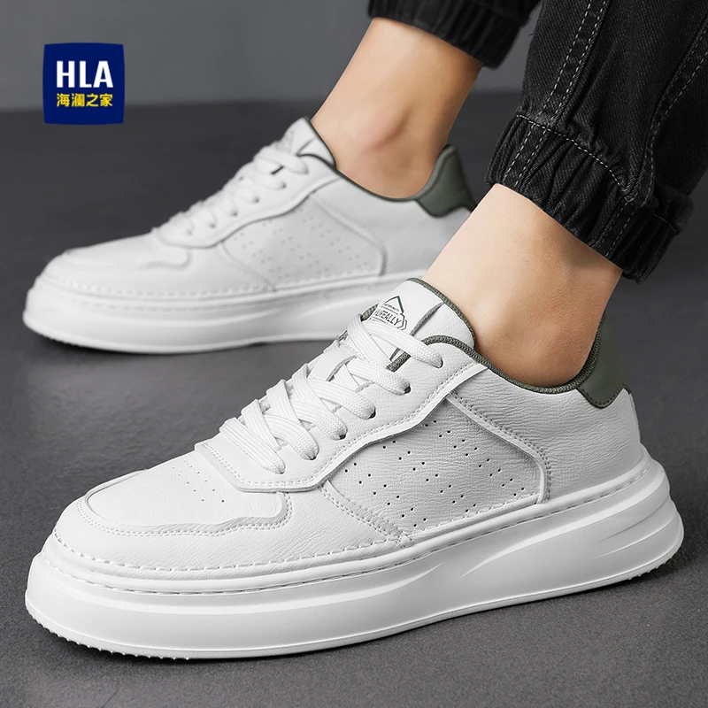 HLA/海澜之家男鞋2025龙年秋冬新款时尚百搭耐磨潮鞋白色休闲板鞋