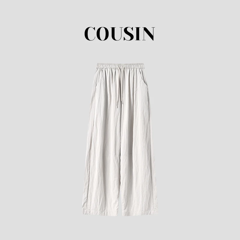D.cousin 显瘦抽绳宽松直筒阔腿慵懒风沙发裤 57821
