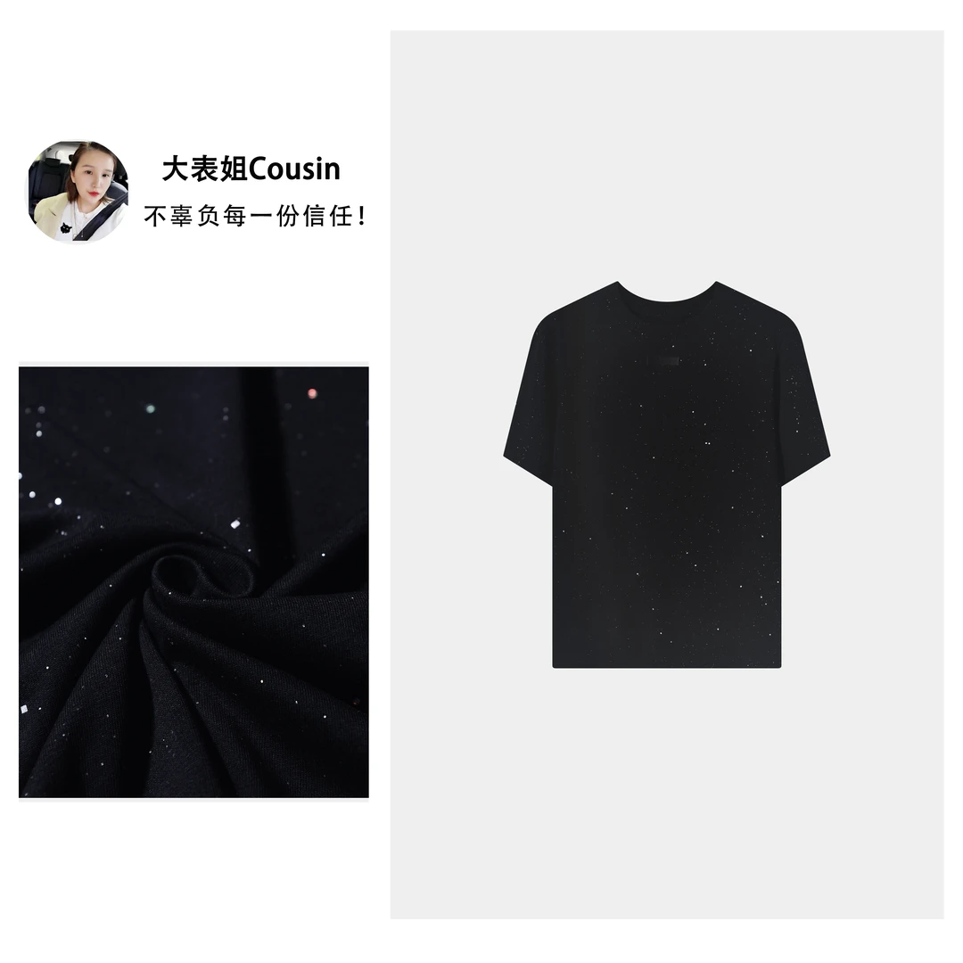 D.cousin 大表姐 2024新款星空闪闪小众轻奢短袖女 8011