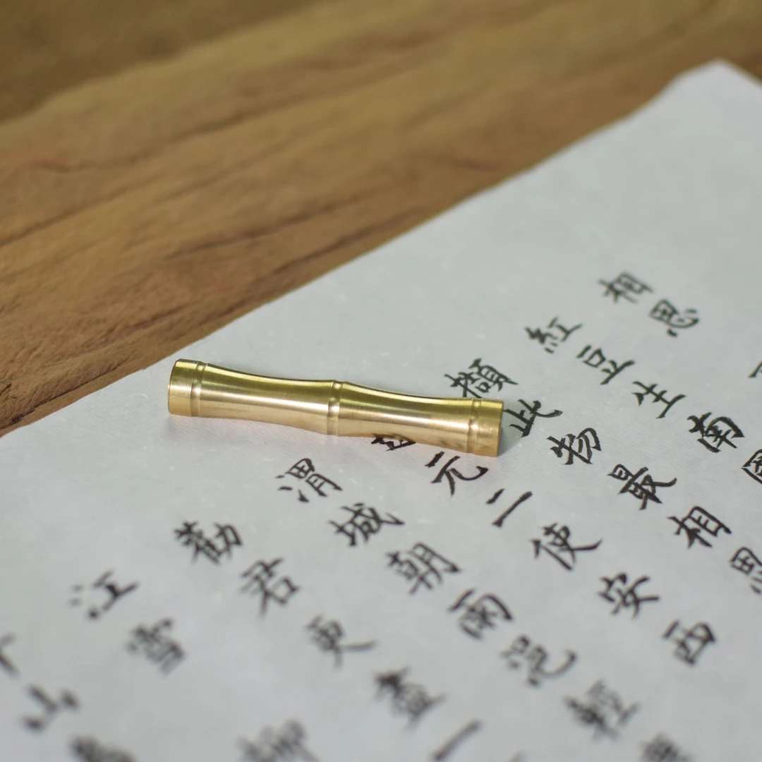 黄铜毛笔竹节小笔架笔搁多功能毛笔架刻刀架文房笔托文创镇纸
