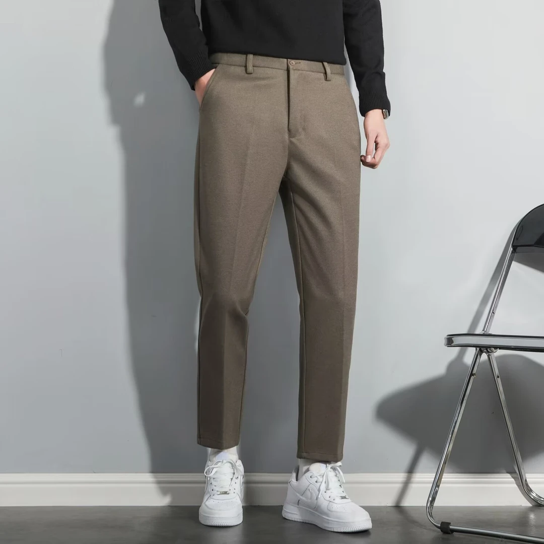 毛呢西裤男士秋冬韩版潮流垂感帅气直筒休闲长裤