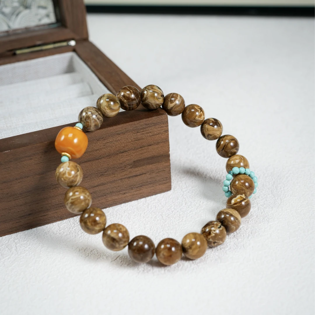 天然缅甸琥珀根珀手串单圈