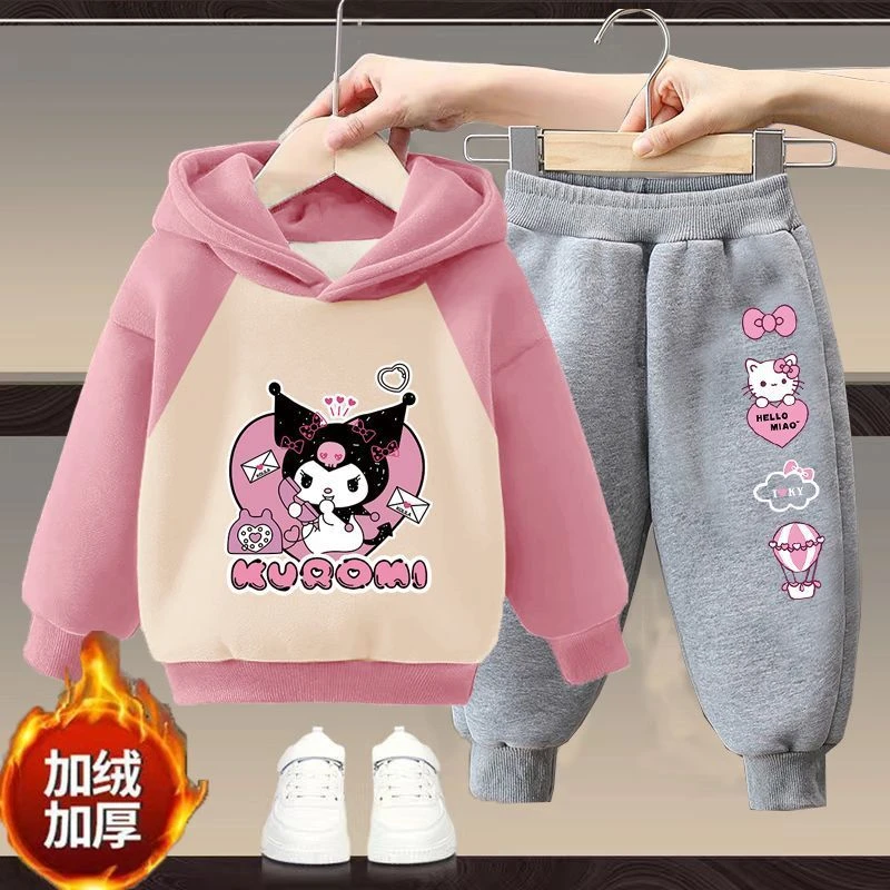 儿童长袖2023秋冬新款女童卫衣套装洋气加绒中大童上衣女孩两件套