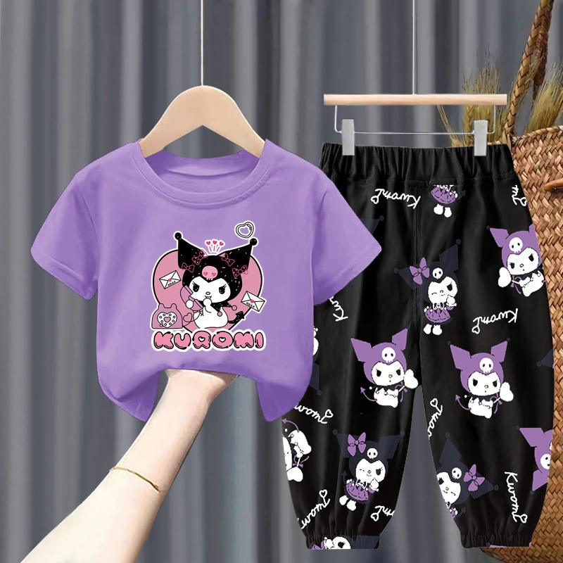 女童夏季装可爱库洛米T恤长裤套装宝宝新款儿童洋气上衣潮款童装