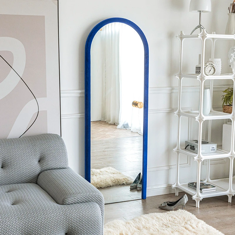 灰方家用穿衣镜落地立式镜子客厅简约全身镜服装店可移动试衣镜子