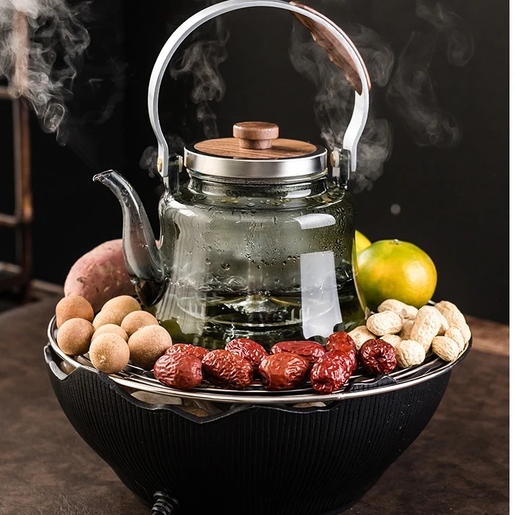 中式耐热围炉煮茶电陶炉家用室内大全烤茶煮茶器煮茶炉一体套装