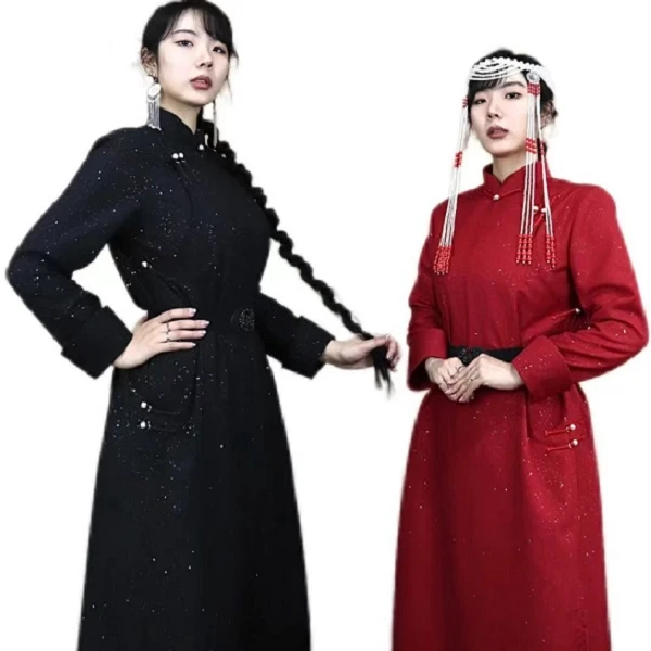 星空四色蒙古族改良女士长袍2024年新款蒙古袍