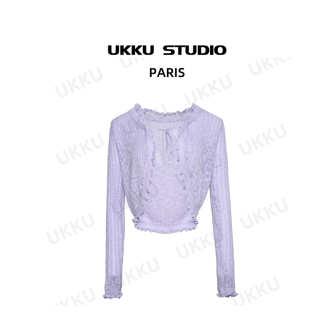 LILI【UKKU STUDIO】设计感季针织夏开衫薄款紫洋气披肩开衫311914