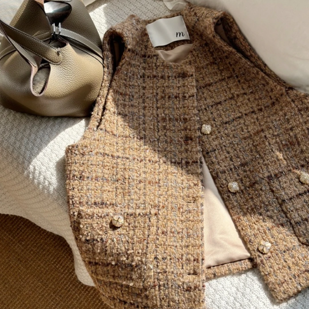 muli沐里马甲式小香风上衣