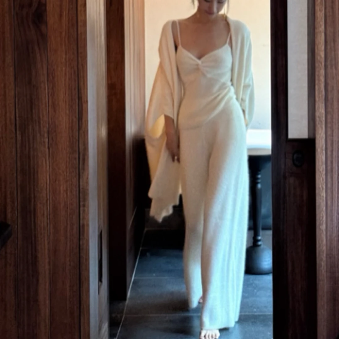 muli沐里毛毛茸茸针织阔腿长裤