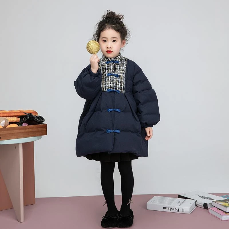 女童棉服外套新款面包服中大童冬季洋气加厚儿童加长韩版保暖棉衣