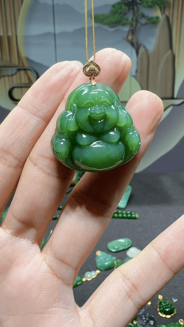 【闪购商品】和田玉挂件18K金镶嵌1