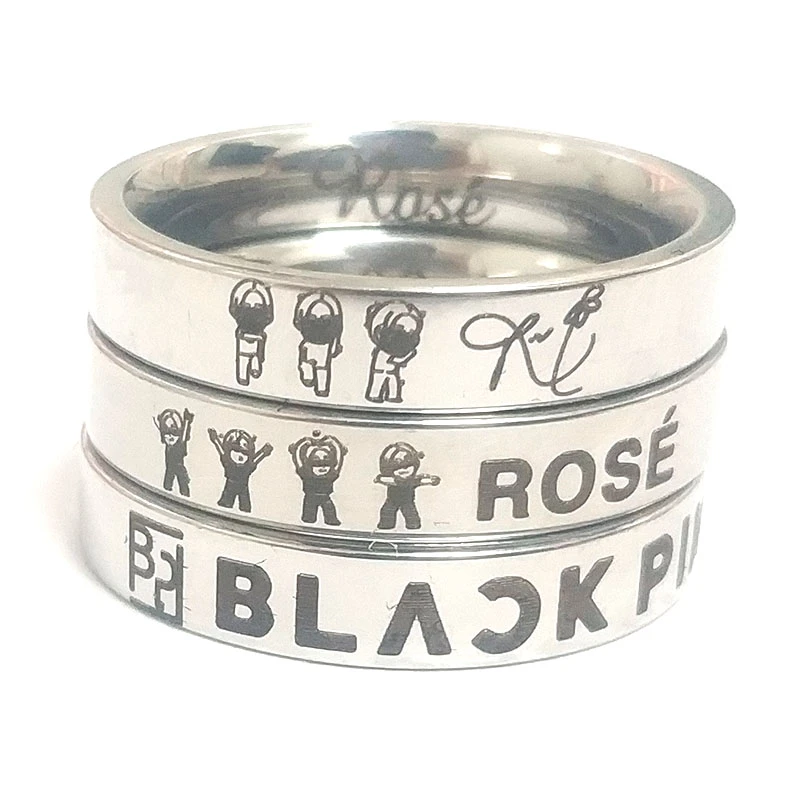 钛钢戒指 朴彩英BLACKPINK粉墨周边应援戒指定制ROSE指环不掉色