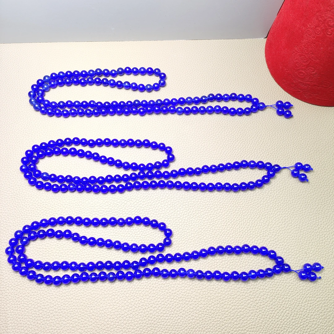 YX105【多福来】米尔蓝冰查石 玛瑙108颗卡10 妈妈链 -多样性发其一