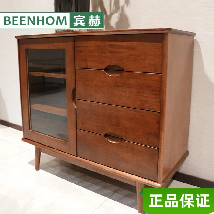 【宾赫实木】实木餐边柜现代简约客厅茶水多功能储物柜一体靠边柜