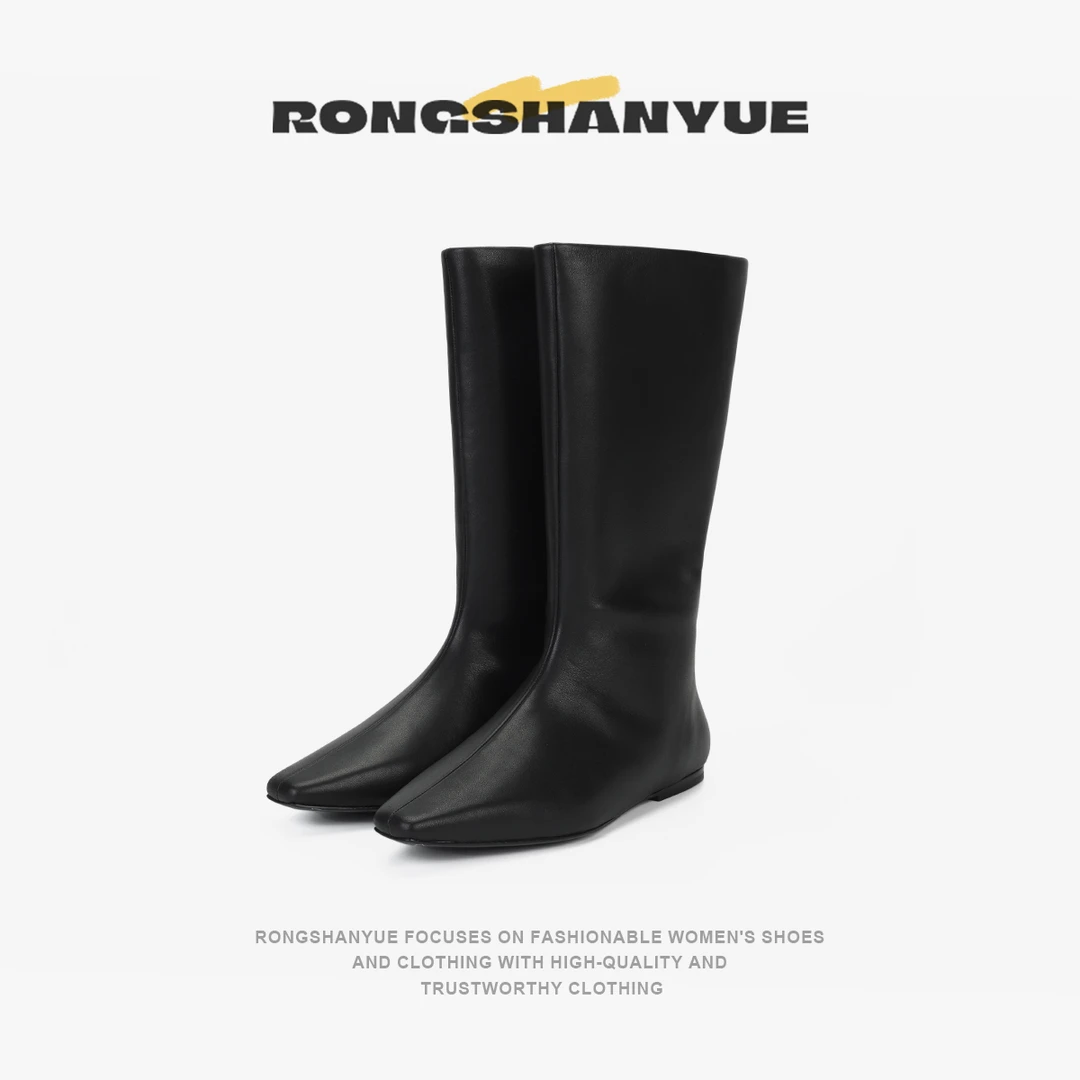 Rongshanyue美拉德不过膝骑士靴方头百搭高筒切尔西靴子女B1049