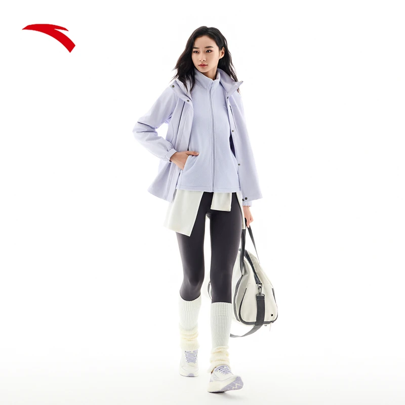 安踏三合一 | 女款防泼水运动外套秋季新款可拆卸两件套防风抓绒