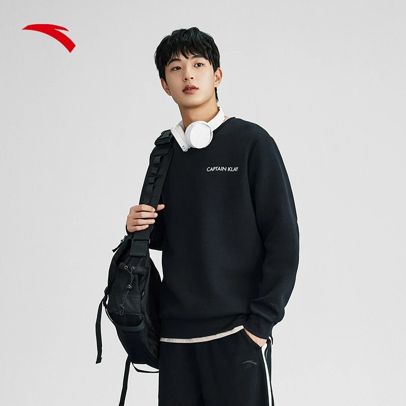 安踏弹力易打理套头卫衣男秋季新款长袖圆领针织衫男装152411701