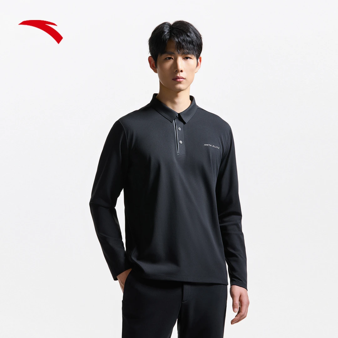安踏精英系列丨长袖Polo衫男士秋季商务通勤翻领针织衫运动上衣