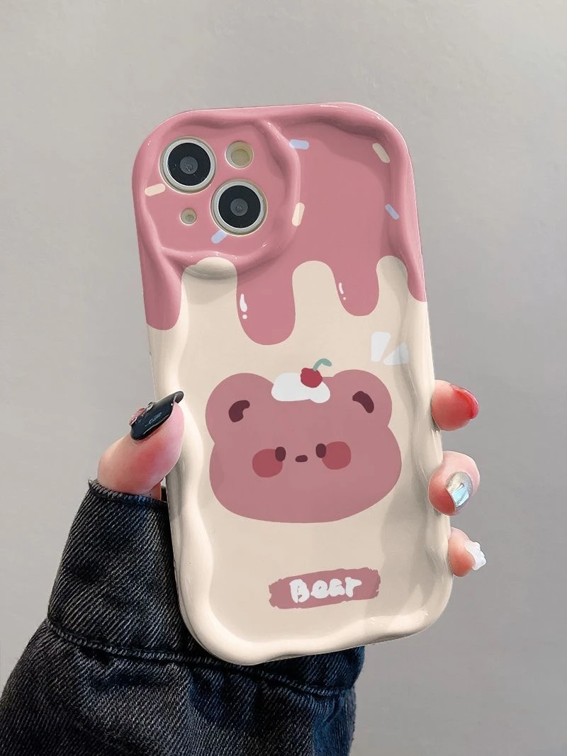 粉小熊头适用苹果15/14手机壳11iphone13pro女12华为vivo小米oppo