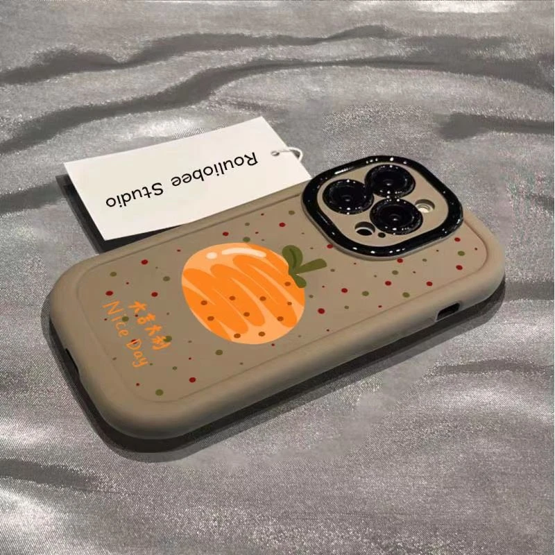 波点橘子适用苹果15/14手机壳11iphone13pro女12华为vivo小米oppo