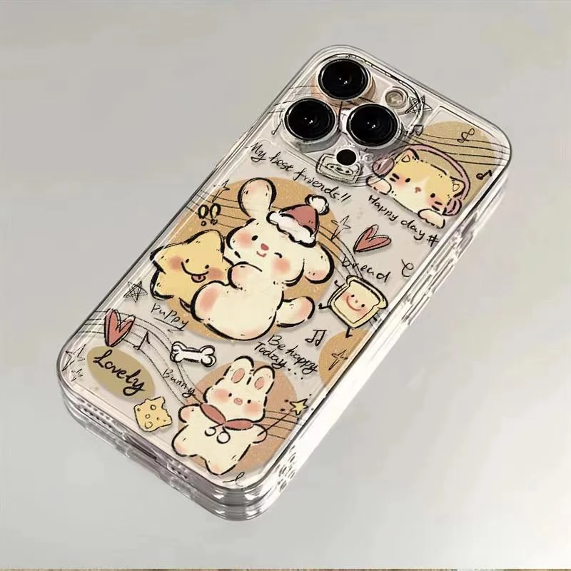 耳机兔子适用苹果15/14手机壳11iphone13pro女12华为vivo小米oppo