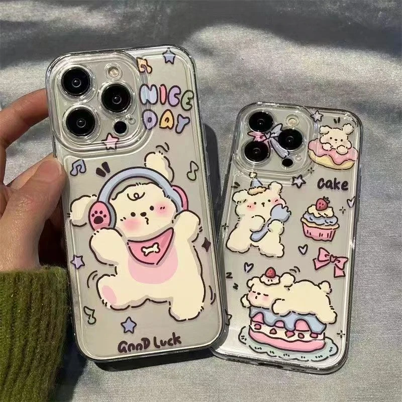 蛋糕小狗适用苹果15/14手机壳11iphone13pro女12华为vivo小米oppo