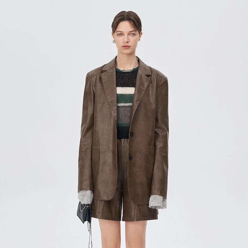 Self Who【明星同款】美拉德复古皮衣外套【BYWT419】