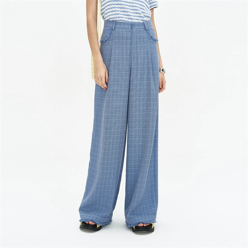 Self Who莱赛尔天丝休闲裤女抗皱舒适前插袋设计感长裤【BYKZ647】