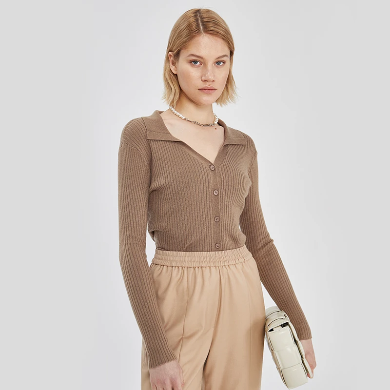 Self Who 短款V领修身针织衫【A1MY038】