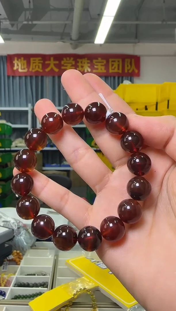 【闪购商品】琥珀手串未镶嵌D约12mm缅珀深色圆珠单圈
