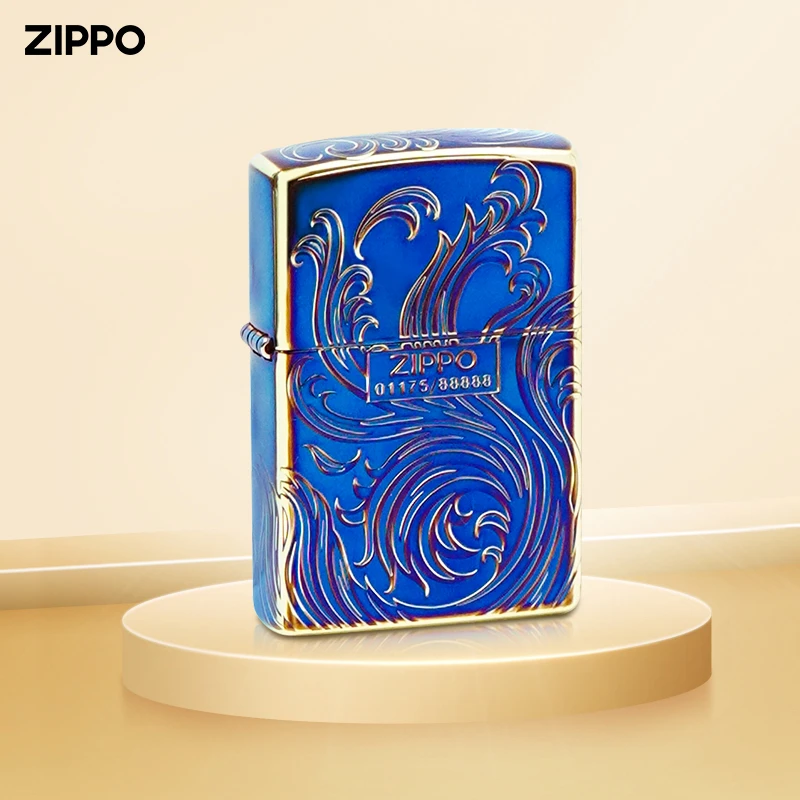 ZIPPO/之宝正品防风打火机太仓版熏金烤蓝千秋纹LZE-0909TC9920BJ