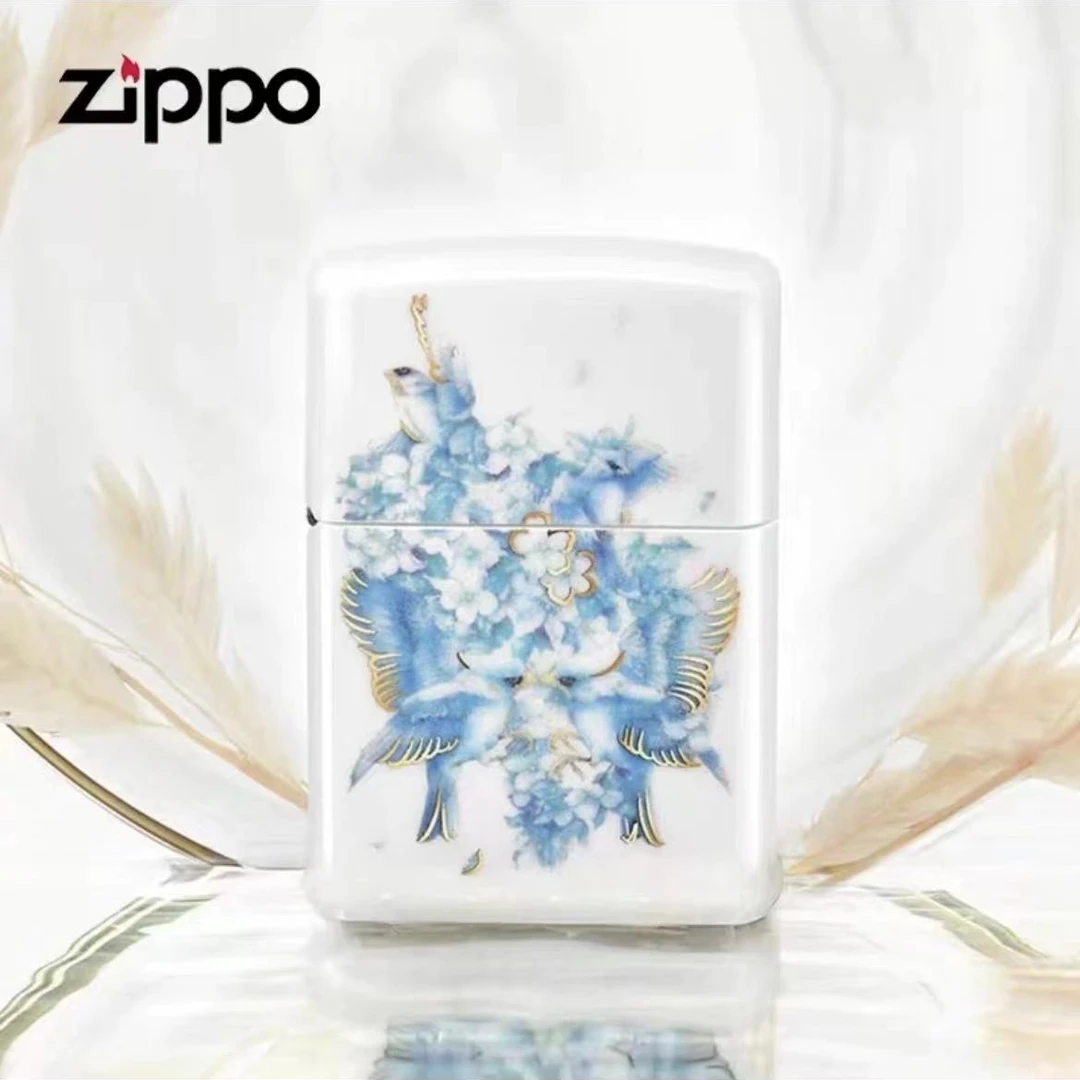 ZIPPO防风打火机官方原版花鸟镜陶瓷外壳中国风节日礼TC8701TP